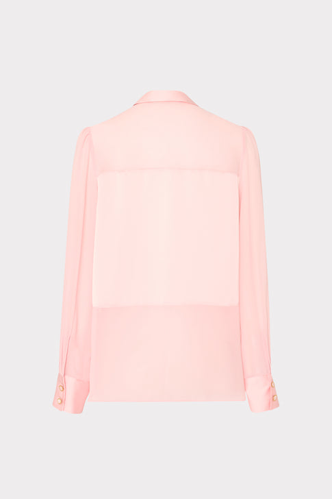 Andy Satin Combo Button Up Blouse Blush Image 5 of 5