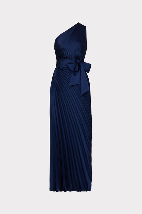 Estelle Satin Dress Navy Image 1 of 4