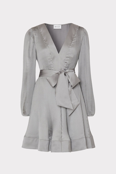 Liv Satin Pleated Dress Silver Image 1 of 4