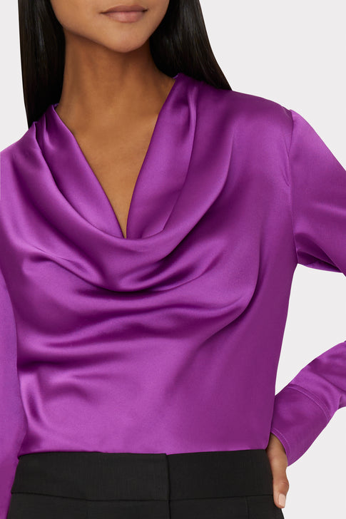 Nancy Satin Cowl Top