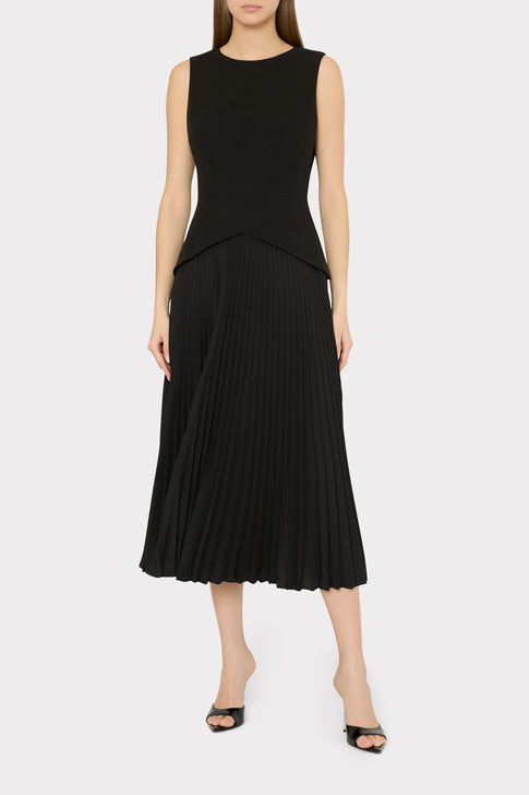 Haddy Pleated Midi Dress in Black