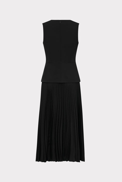 Haddy Pleated Midi Dress in Black