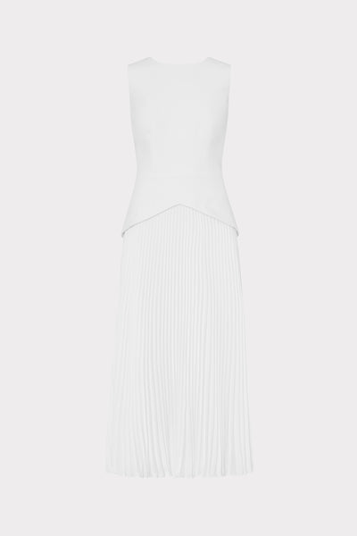 Haddy Pleated Midi Dress in Ecru