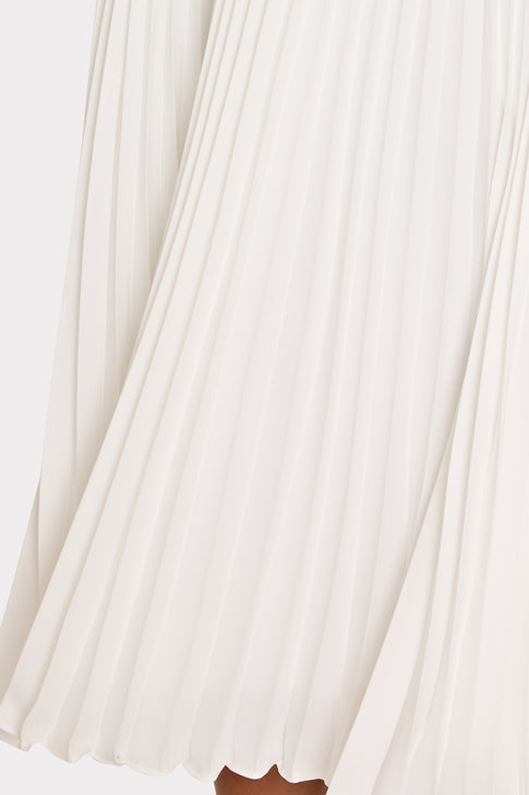 Ecru chiffon pleated fabric texture with elegant flowing folds | MILLY