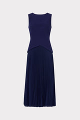 milly haddy pleated mini dress Haddy Pleated Midi Dress in Navy