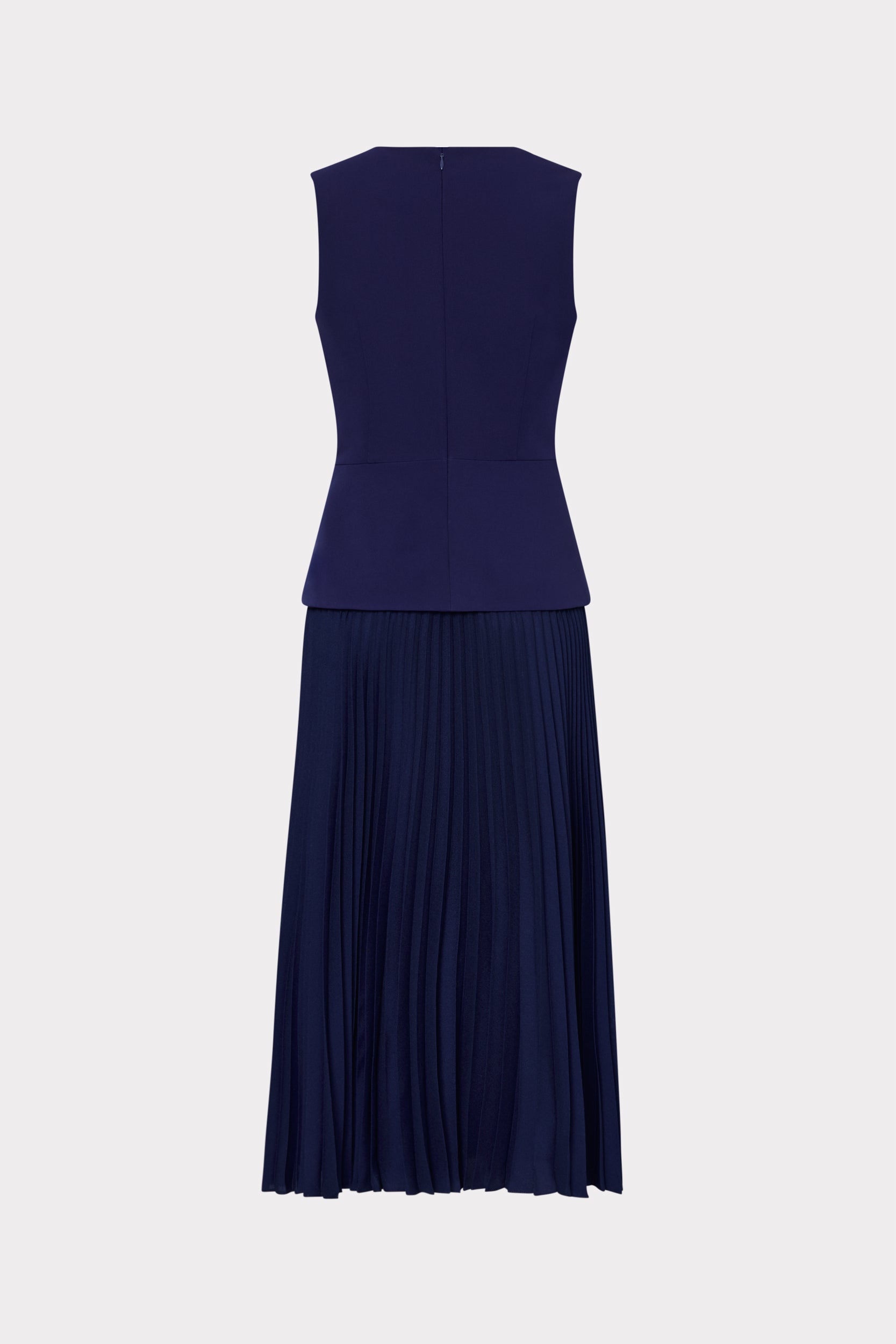 Haddy Pleated Midi Dress in Navy | MILLY Haddy Pleated Midi Dress in Navy | MILLY