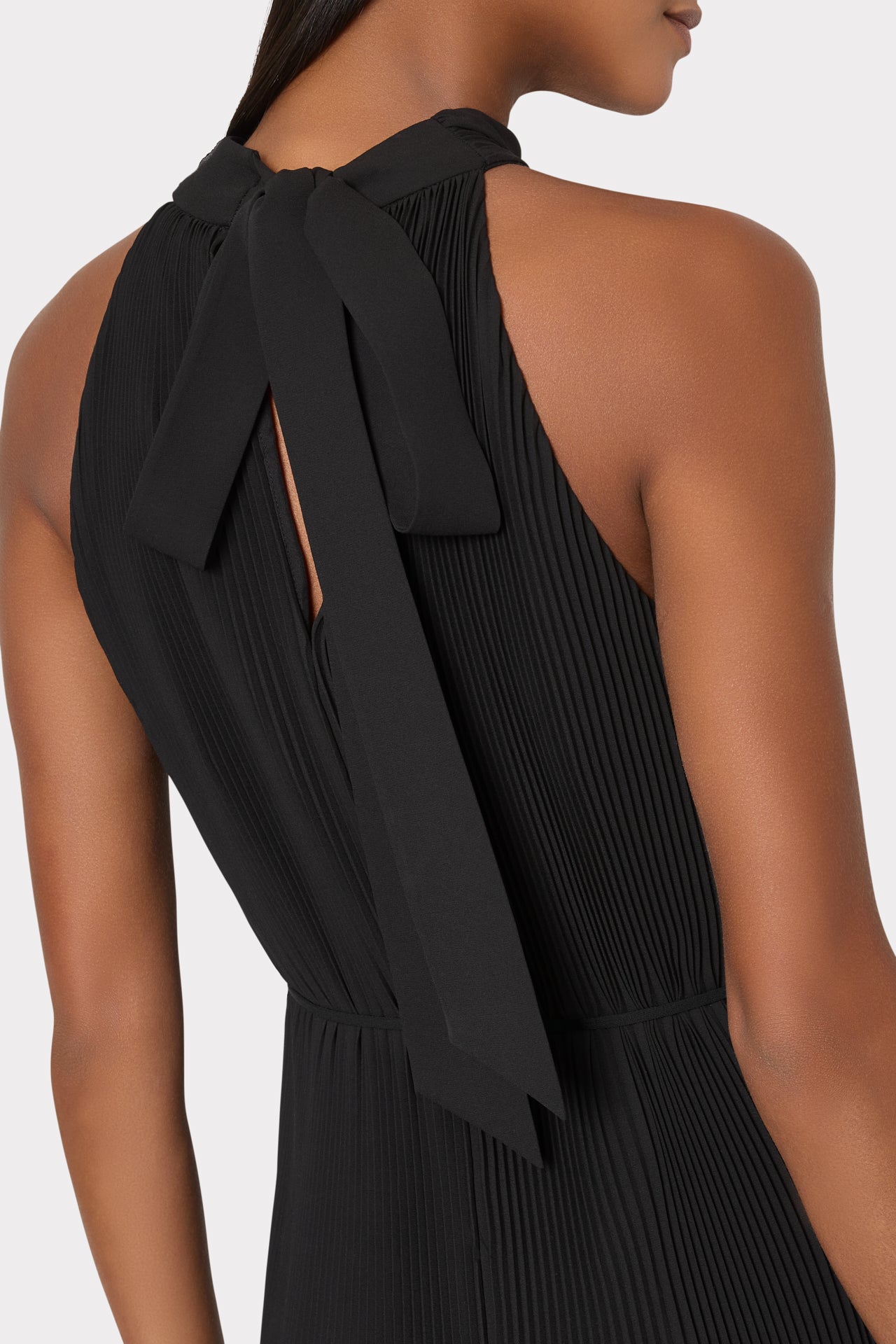 Nalani Pleated Midi Dress in Black | MILLY Nalani Pleated Midi Dress in Black | MILLY