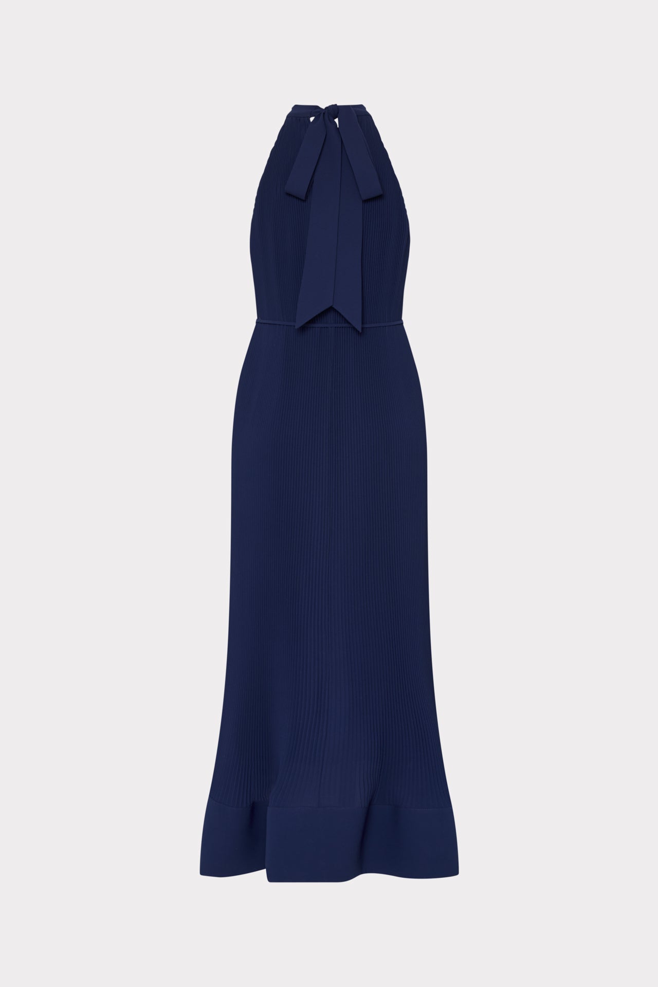 strapless open back dress Nalani Pleated Midi Dress in Navy