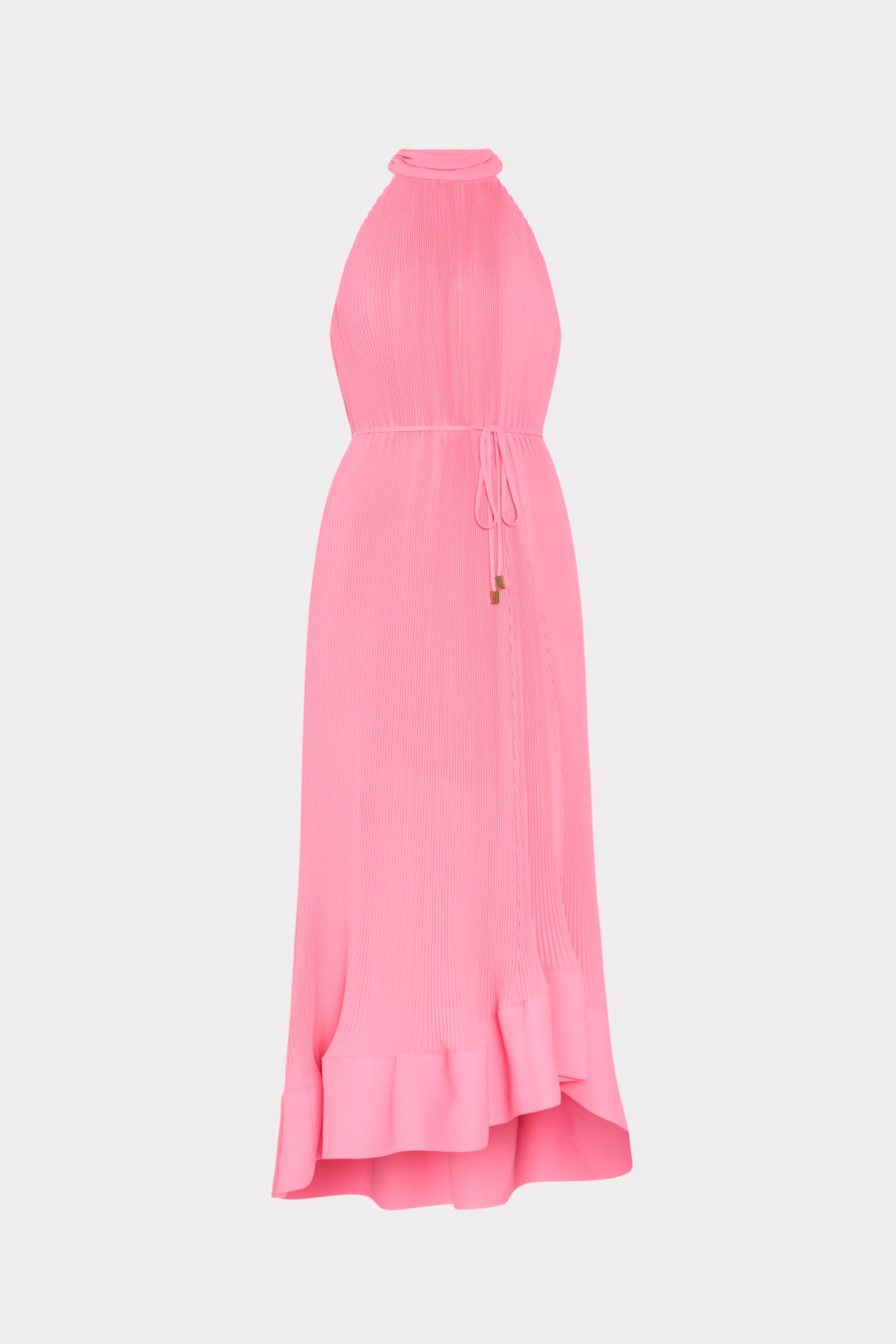 strapless open back dress Nalani Pleated Midi Dress in Pink