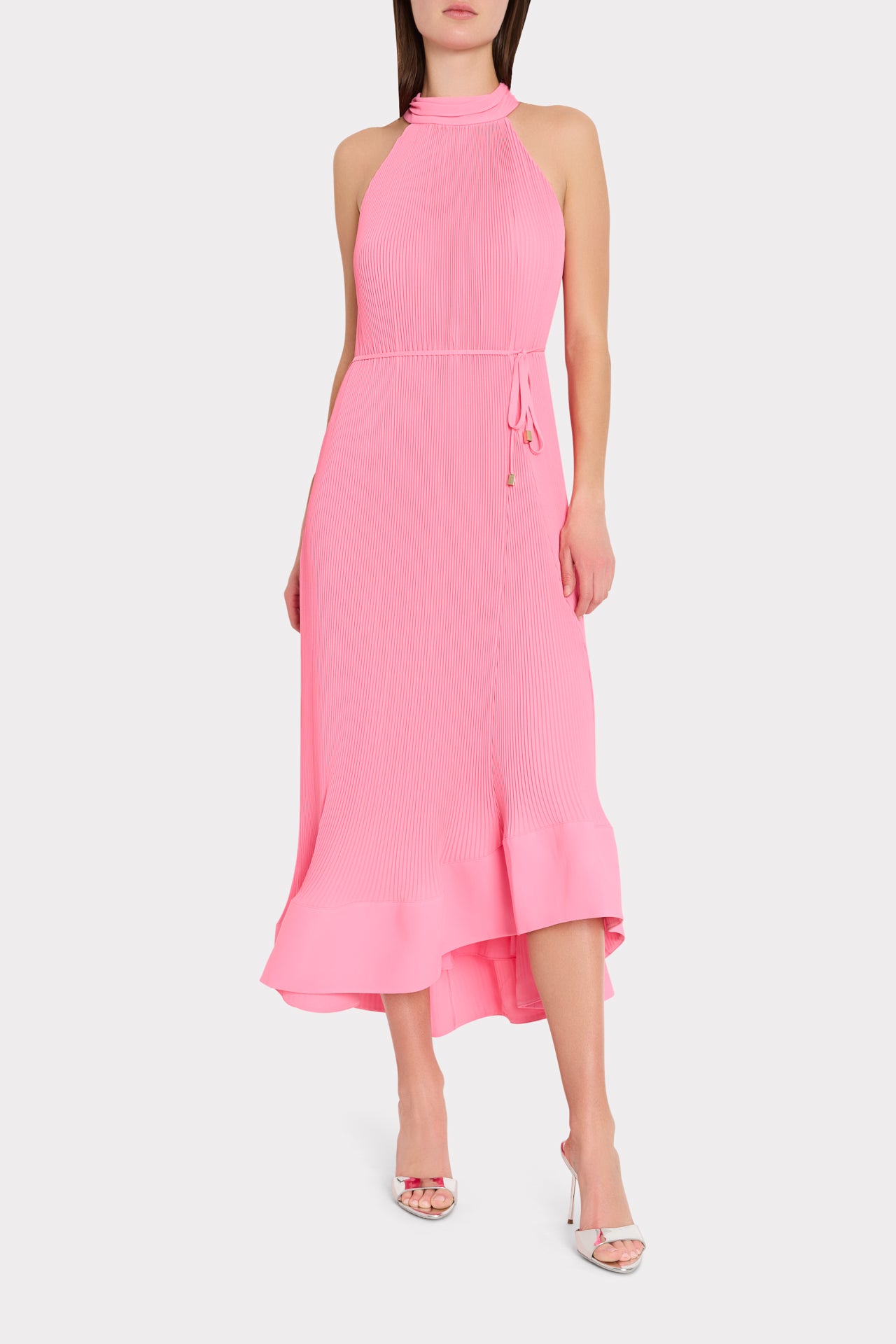 Nalani Pleated Midi Dress in Pink | Milly Nalani Pleated Midi Dress in Pink | Milly