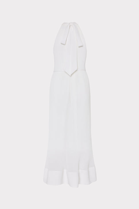 White Elegant Halter Dress - Back View Flat Lay | MILLY