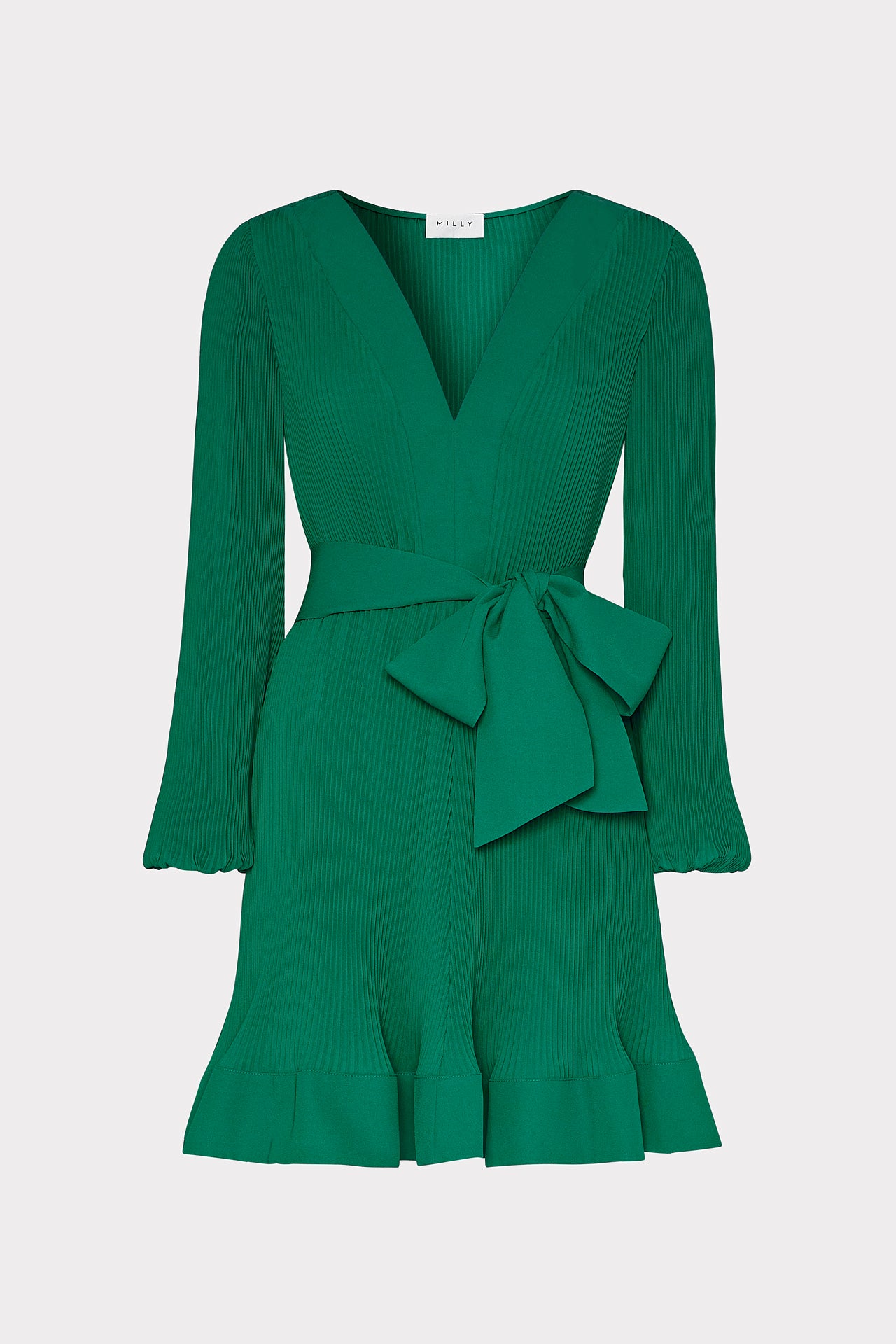 Liv Pleated Dress in Dark Forest | MILLY