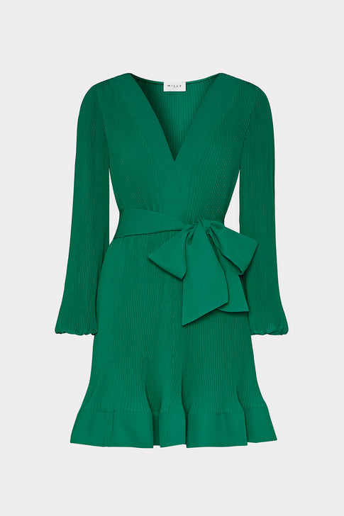 Liv Pleated Dress in Dark Forest | MILLY Liv Pleated Dress in Dark Forest | MILLY