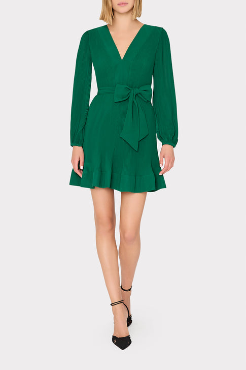 Liv Pleated Dress in Dark Forest | MILLY Liv Pleated Dress in Dark Forest | MILLY