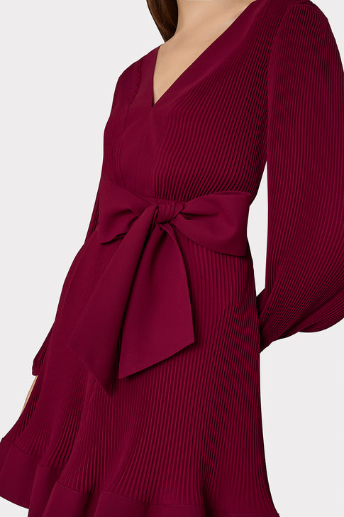 Liv Pleated Dress in Wine Liv Pleated Dress in Wine