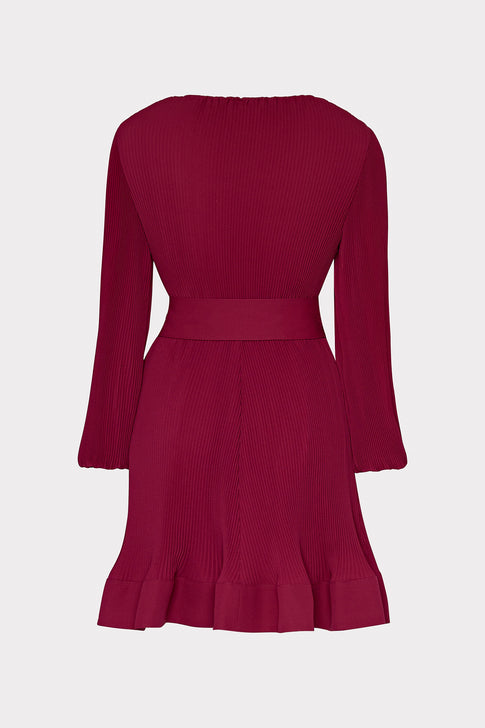 Liv Pleated Dress in Wine