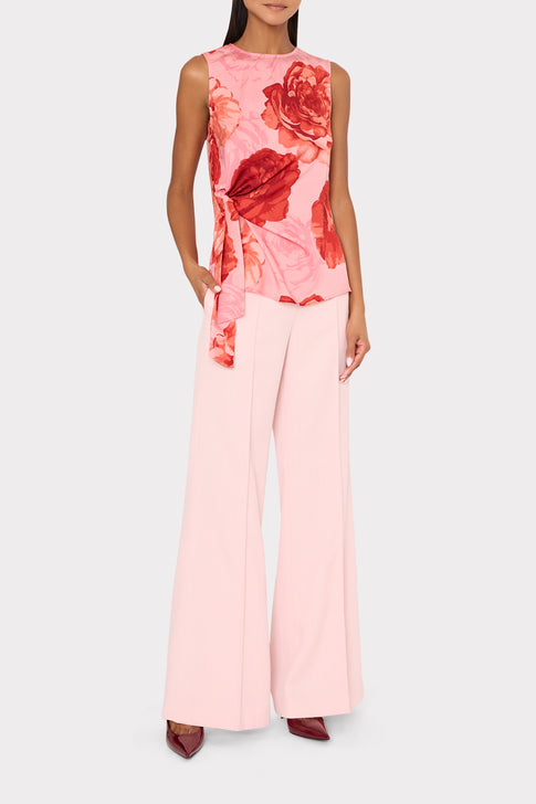 Elegant Wide Leg Pants Styled with Floral Top - Front View | MILLY