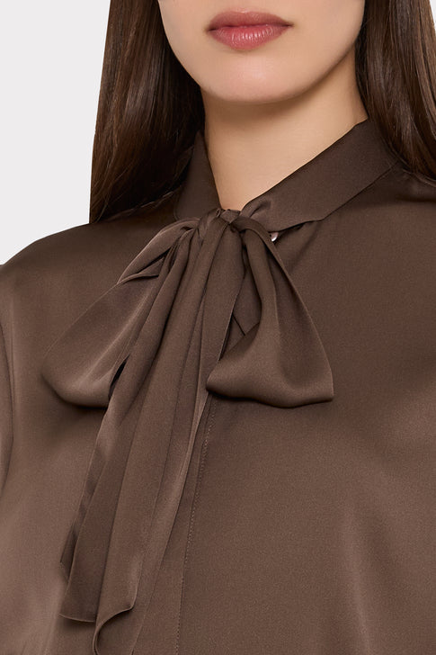 Tie Neck Silk Blouse