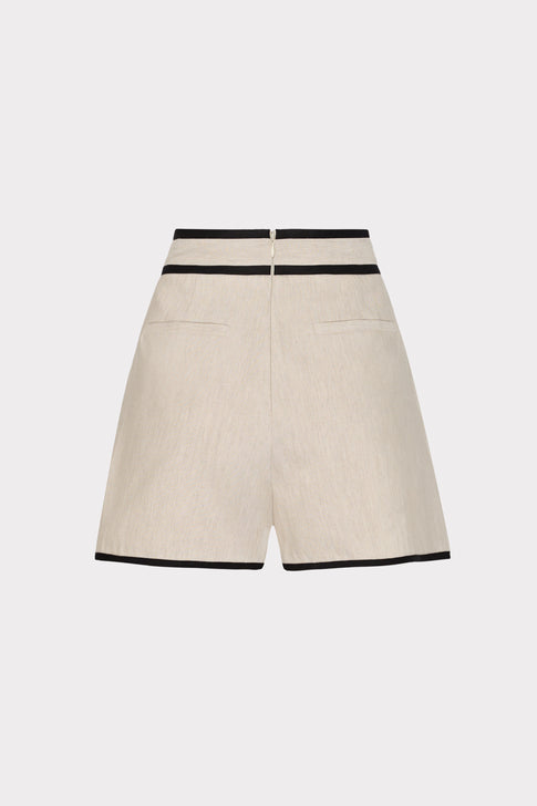 Natural Linen Shorts - Back View with Zip Closure | MILLY