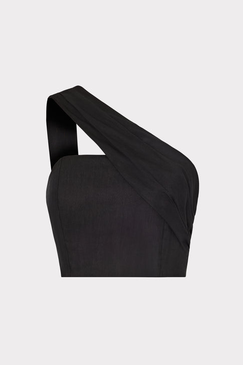 Arantza Draped One Shoulder Top Black Image 1 of 4