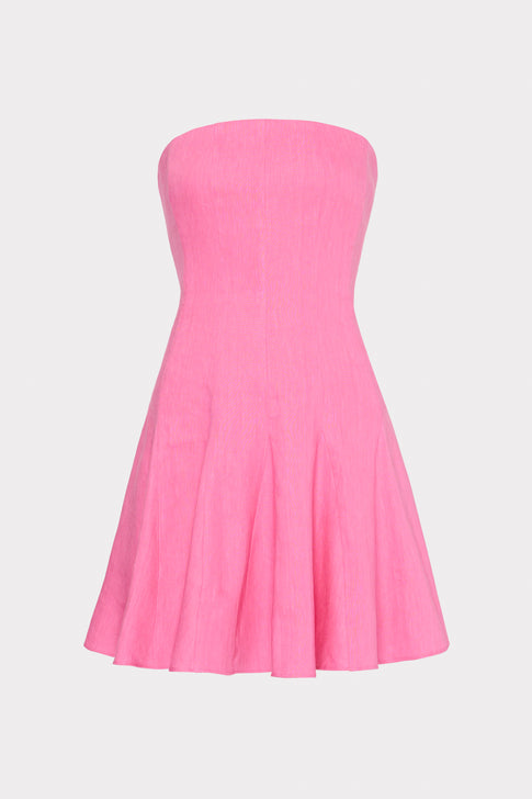 Cameron Solid Linen Strapless Dress Pink Image 1 of 4
