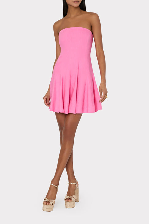 Cameron Solid Linen Strapless Dress Pink Image 2 of 4