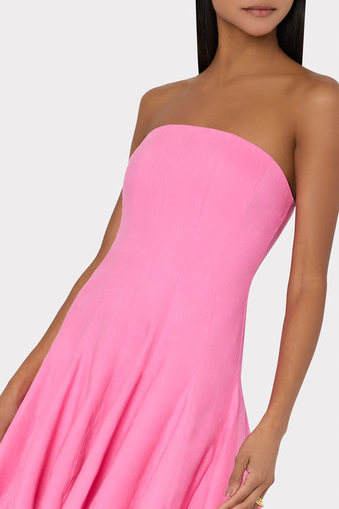 Cameron Solid Linen Strapless Dress Pink Image 3 of 4