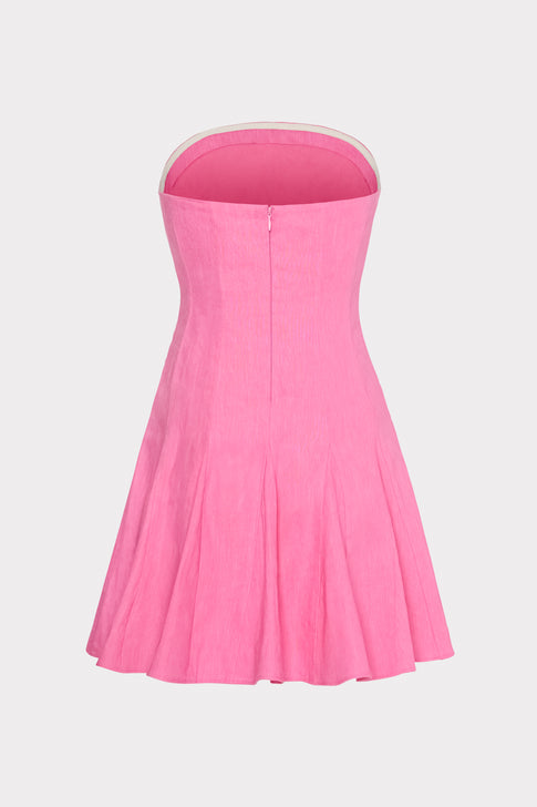 Cameron Solid Linen Strapless Dress Pink Image 4 of 4