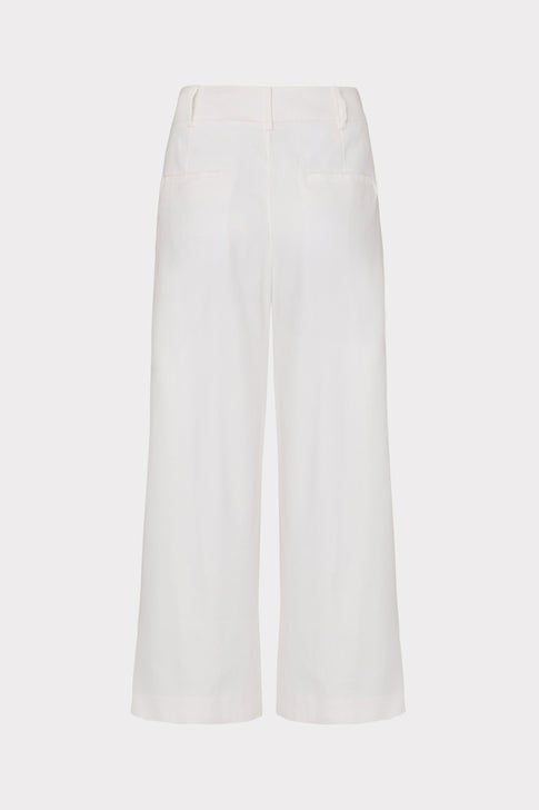 Cropped Solid Linen Pants White Image 4 of 4