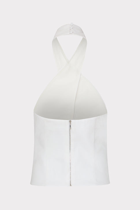 Solid Linen Halter Top White Image 4 of 4