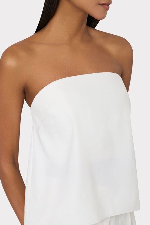 Solid Linen Strapless Top White Image 3 of 4