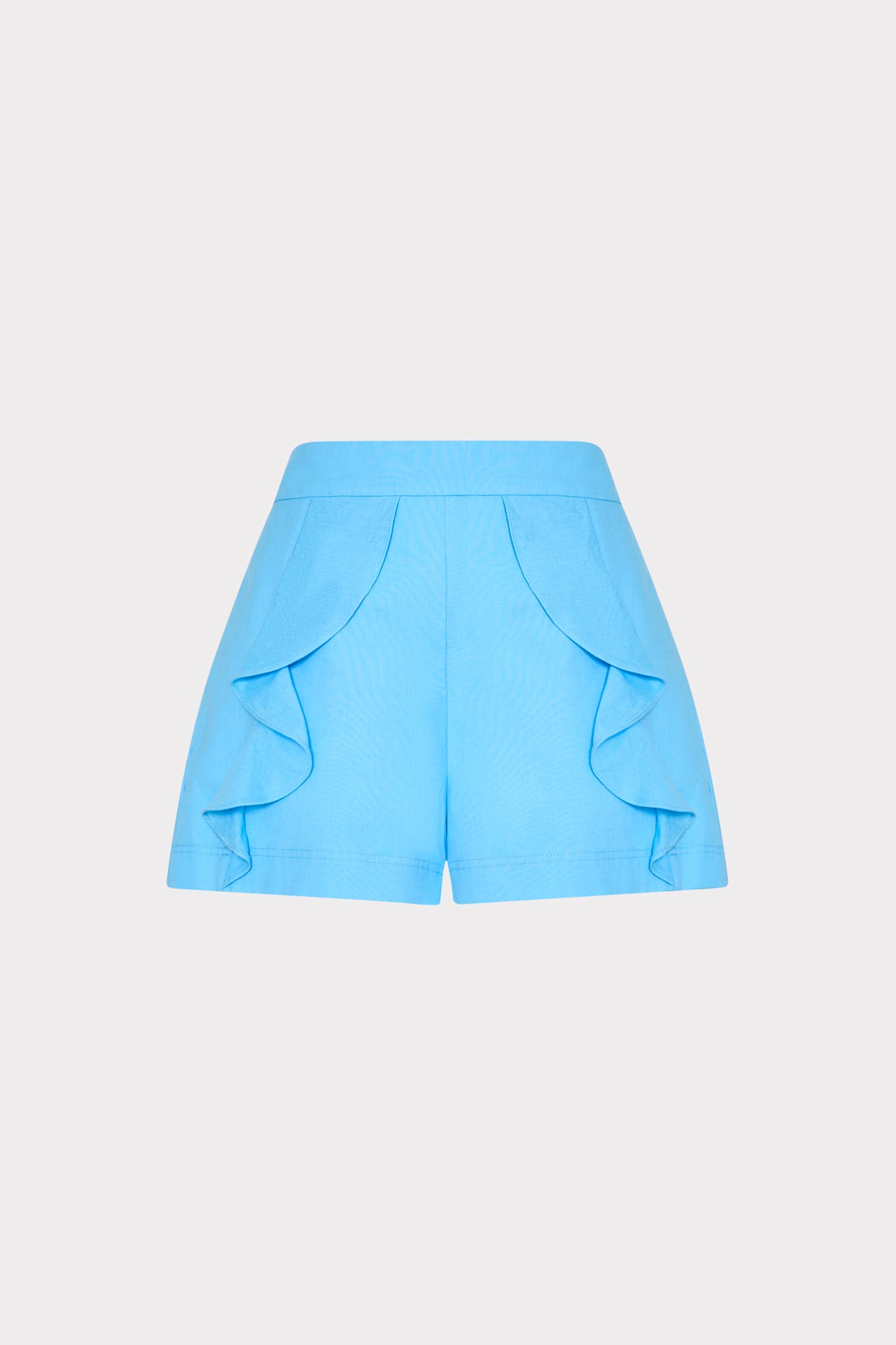 light blue dress shorts Ruffle Linen Short in Light Blue