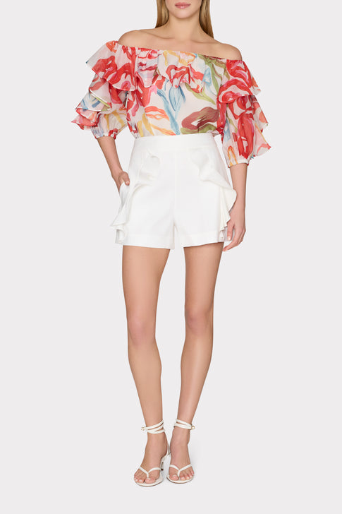 Linen Ruffle Short White Image 2 of 6