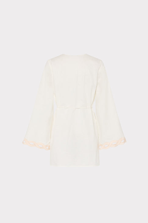 White Linen Chain Embroidery Cover-Up - Back View Flat Lay | MILLY
