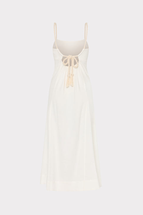White Linen Cover-Up Dress - Tassel Detail Front | MILLY