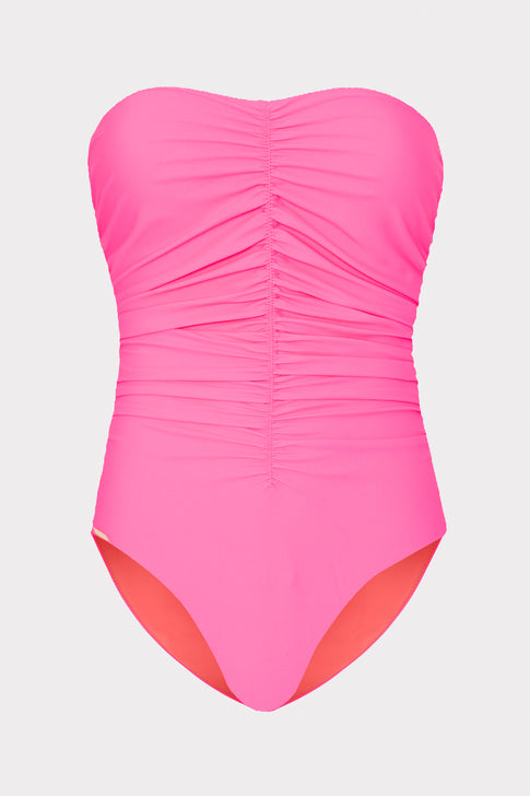 Solid Carvico Vita Ruched One Piece Pink Image 1 of 4