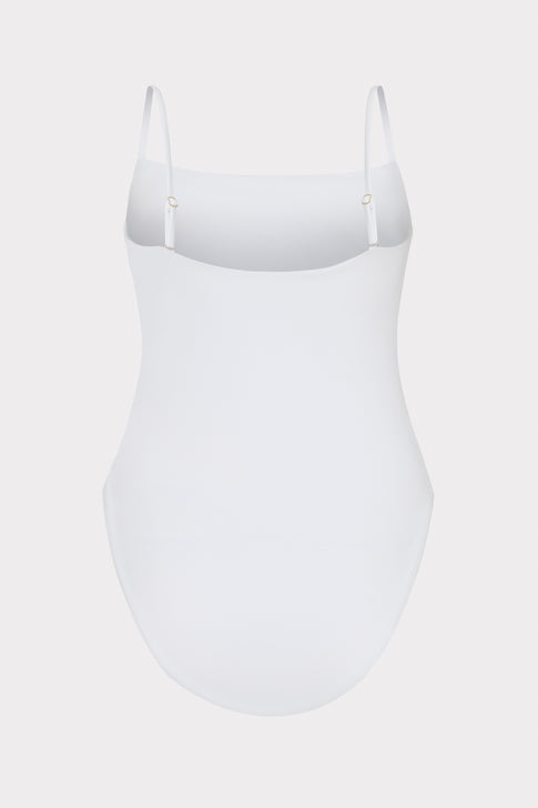 White Square Neck One-Piece - Flat Lay Product View | MILLY