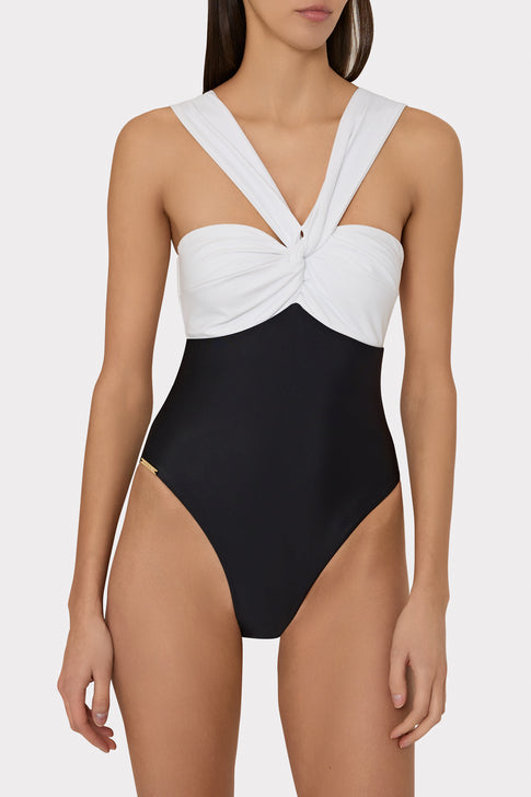 Betsy Color Block One Piece White/Black Image 2 of 8