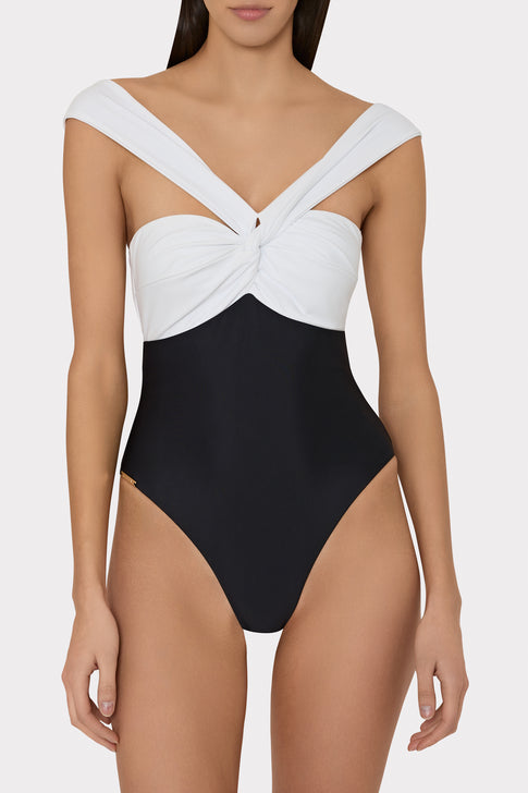 Betsy Color Block One Piece White/Black Image 3 of 8