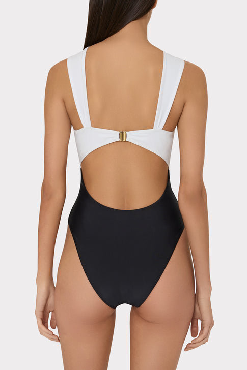 Betsy Color Block One Piece White/Black Image 5 of 8