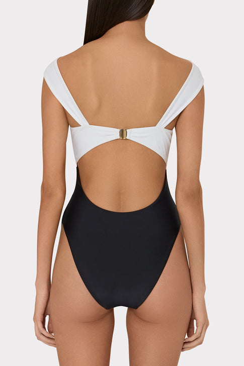 Betsy Color Block One Piece White/Black Image 6 of 8