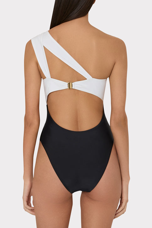 Betsy Color Block One Piece White/Black Image 7 of 8