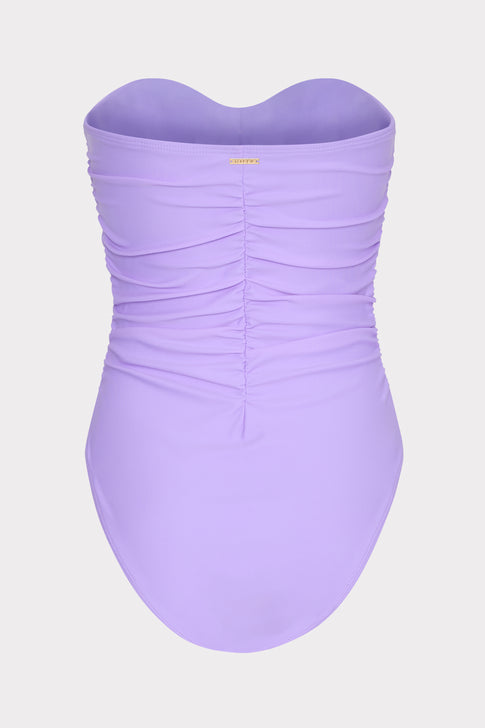 Solid Ruched One Piece Lilac Image 4 of 4