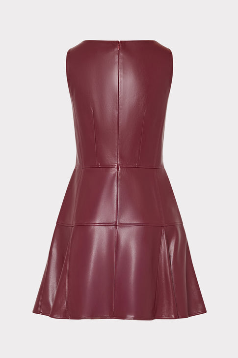 Vegan Leather Mini Dress Deep Burgundy Image 4 of 4