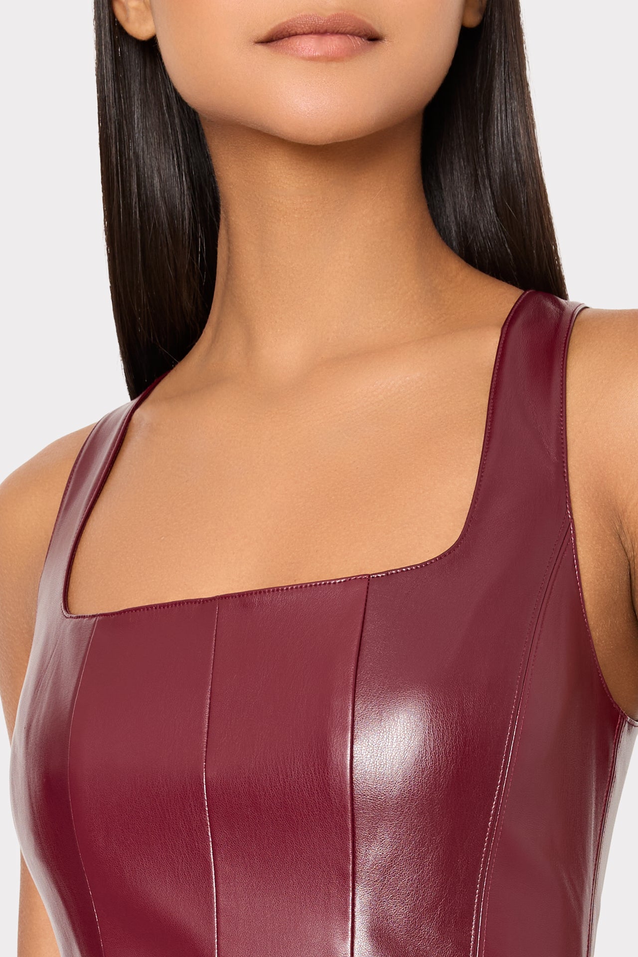 Milly Vegan Leather Mini Dress - Deep Burgundy Milly Vegan Leather Mini Dress - Deep Burgundy