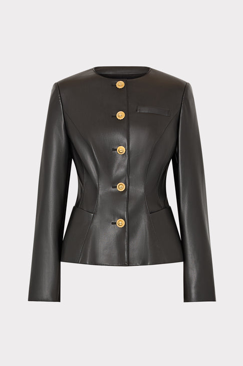 Wells Vegan Leather Jacket Black Image 1 of 7