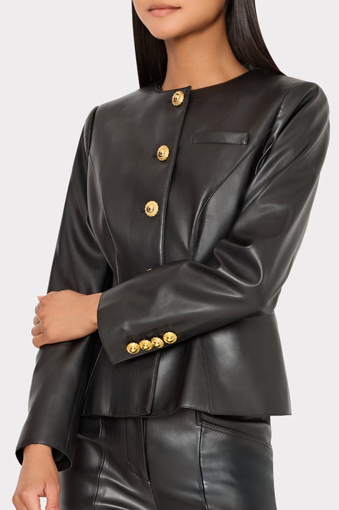 Wells Vegan Leather Jacket Black Image 5 of 7