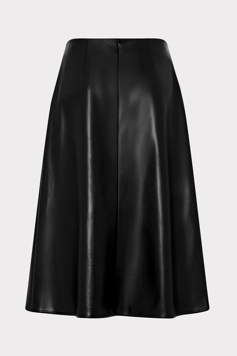 Vegan Leather Bow Midi Skirt Black Image 4 of 4