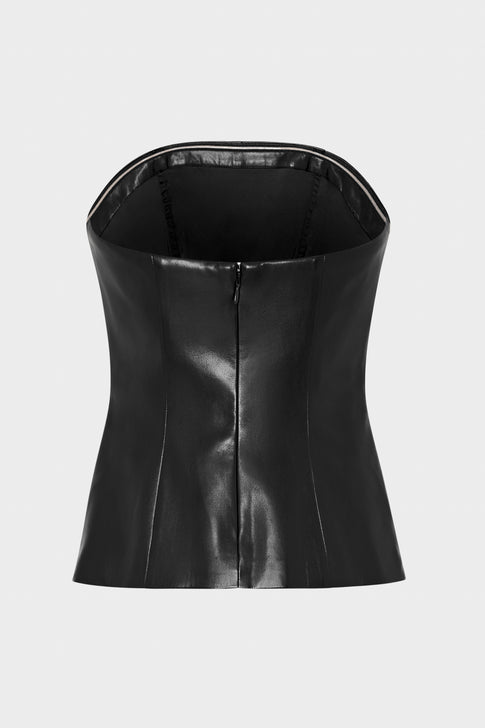 Vegan Leather Strapless Top Black Image 4 of 4