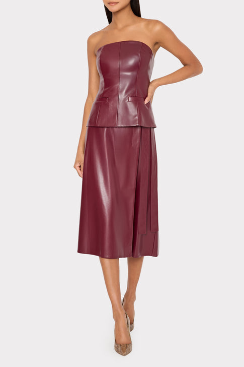 Vegan Leather Strapless Top Deep Burgundy Image 2 of 5